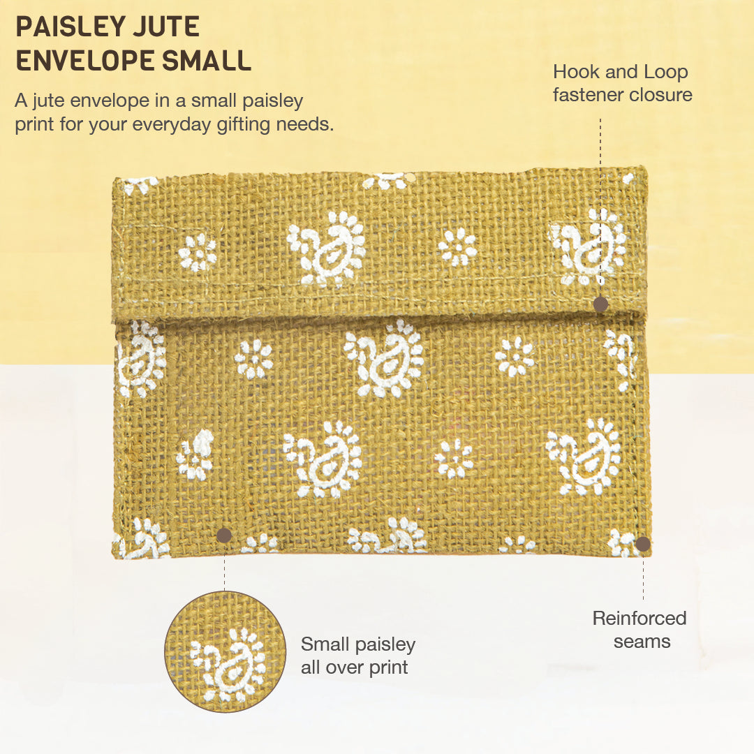 Paisley Jute envelope small (Pack of 5)