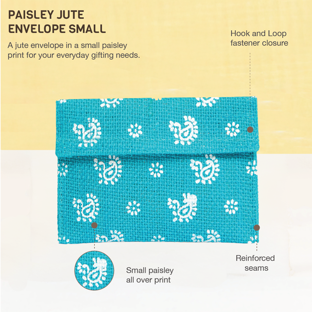Paisley Jute envelope small (Pack of 5)