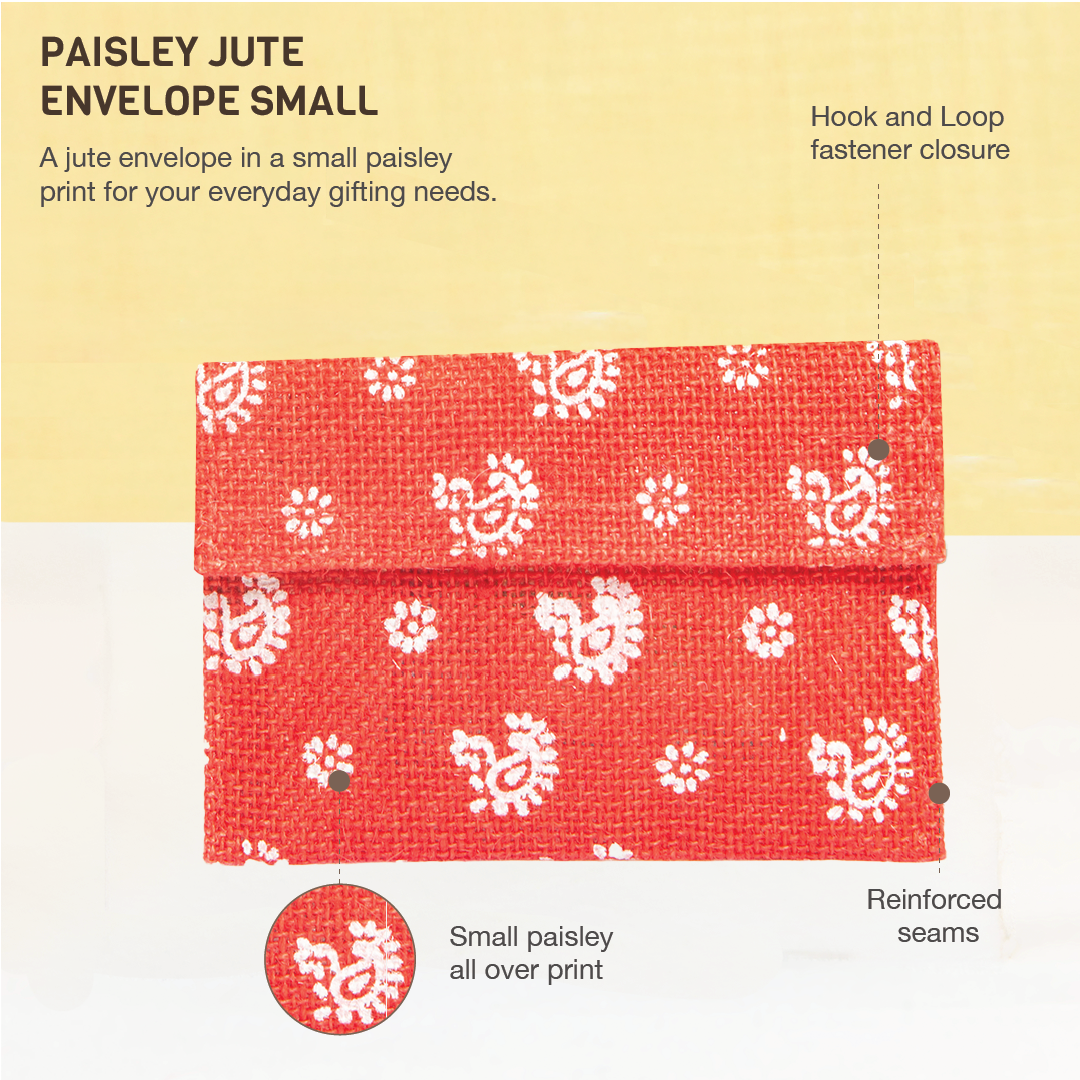 Paisley Jute envelope small (Pack of 5)