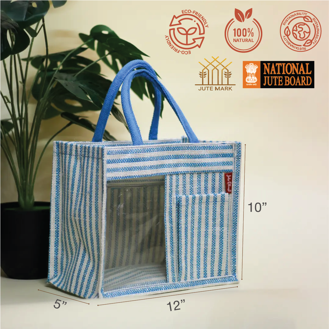Striped Half-Transparent Zipper Lunch bag