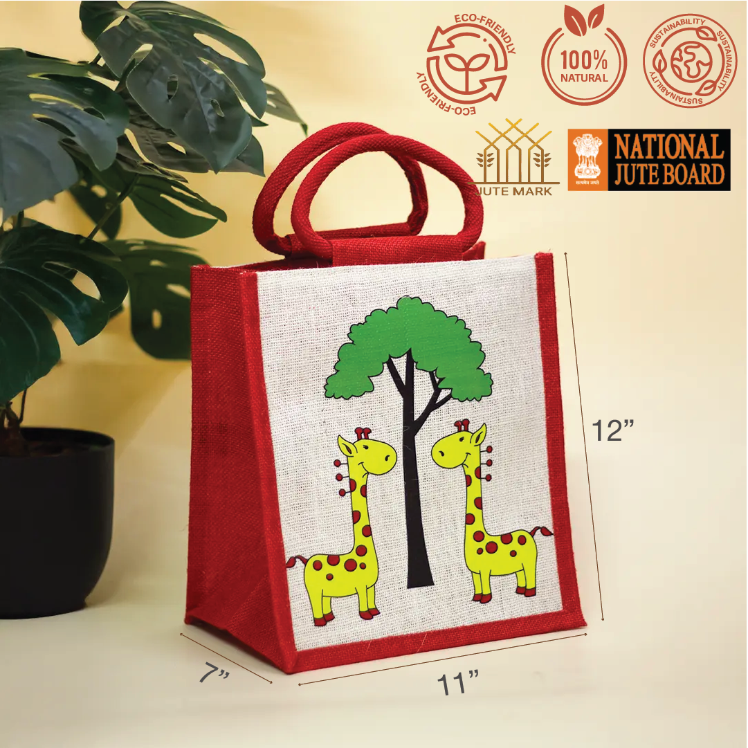 Giraffe Jute Lunch bag