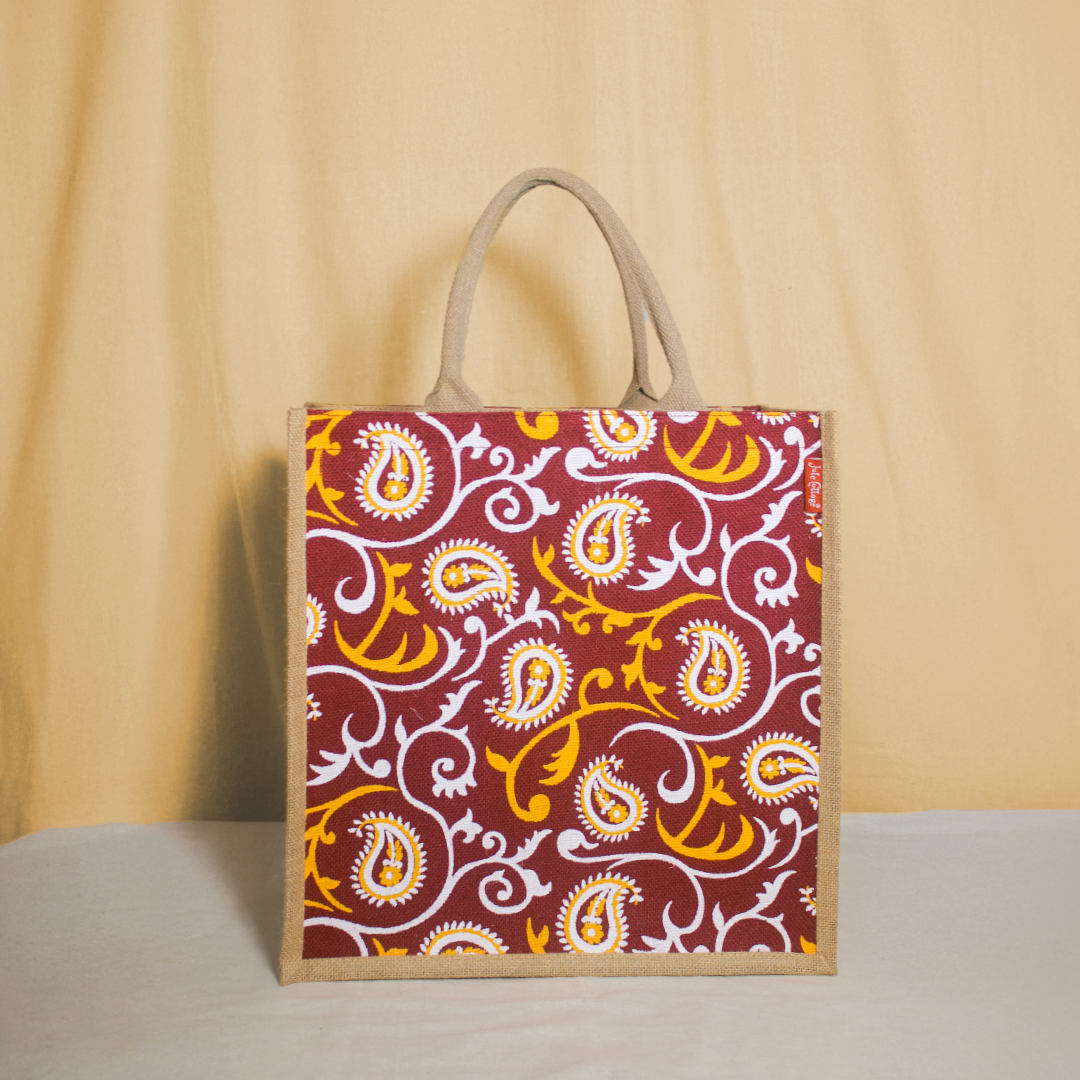 Floral Paisley jute shopping bag