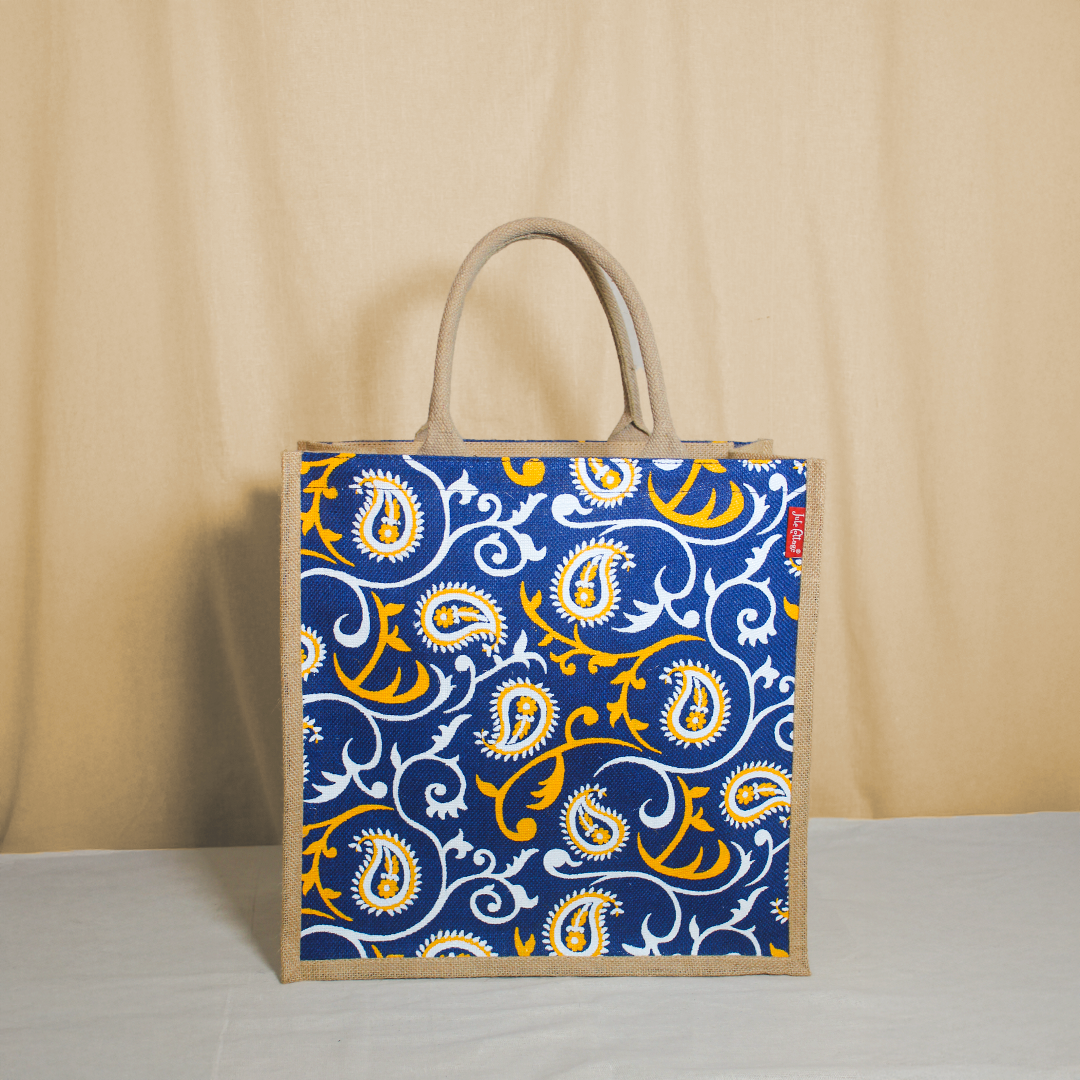 Floral Paisley jute shopping bag