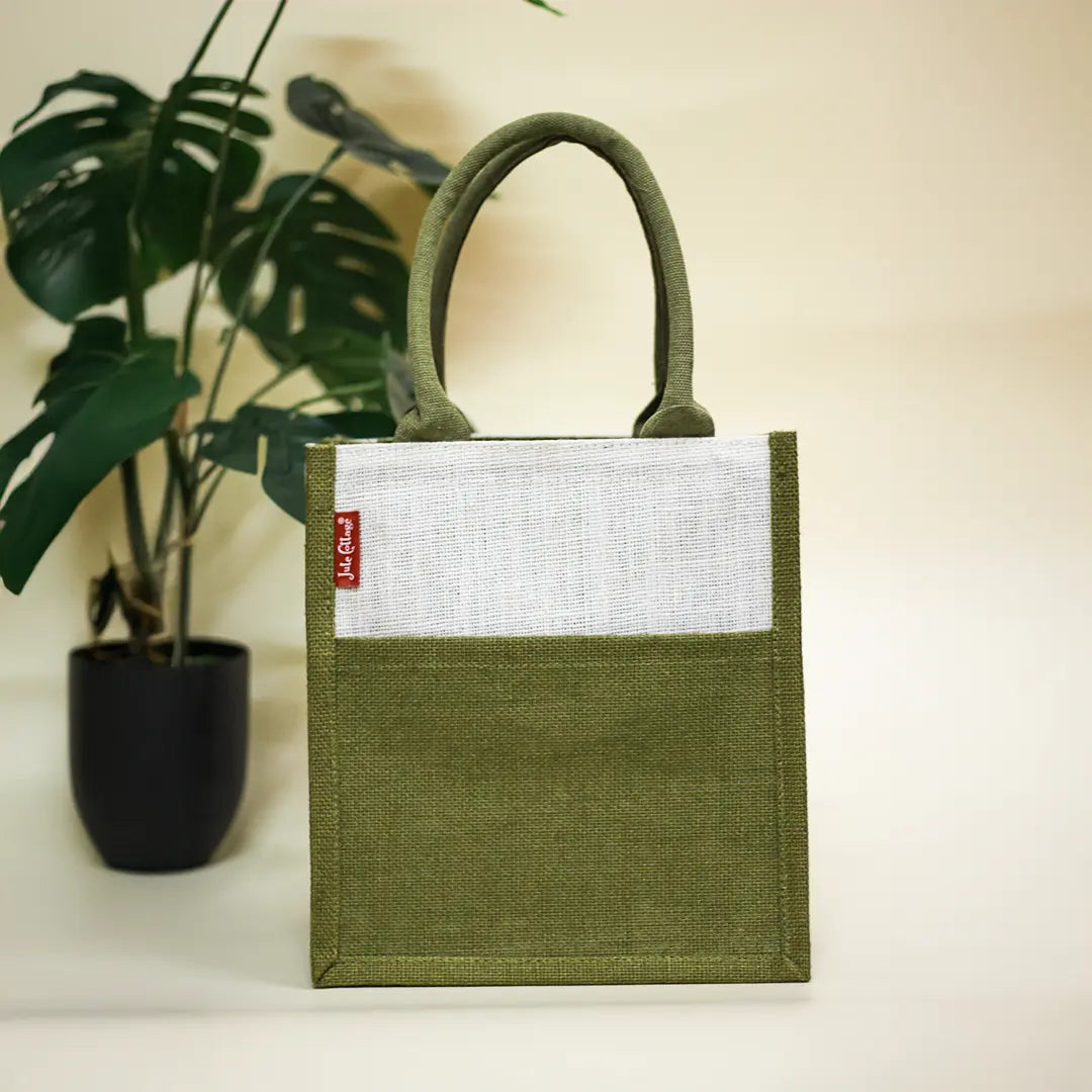 Madhubani Peacock Jute lunch bag