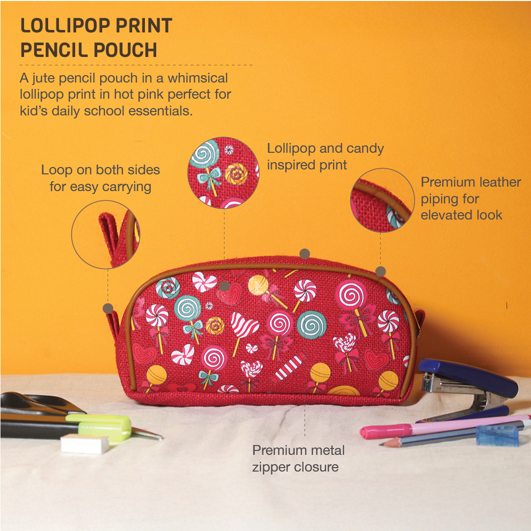 Lollipop print Jute Kid's Pencil pouch