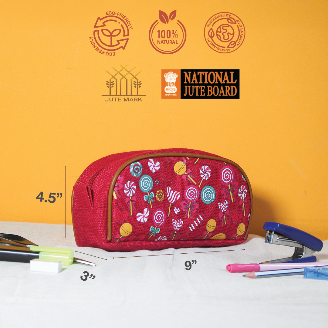 Lollipop print Jute Kid's Pencil pouch