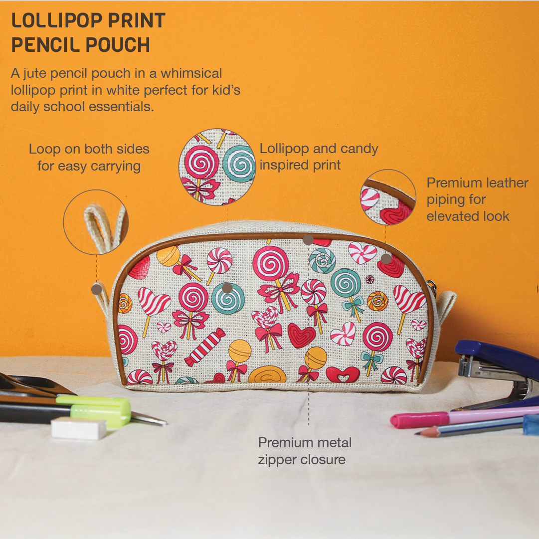 Lollipop print Jute Kid's Pencil pouch