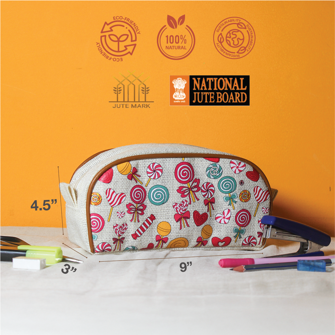 Lollipop print Jute Kid's Pencil pouch