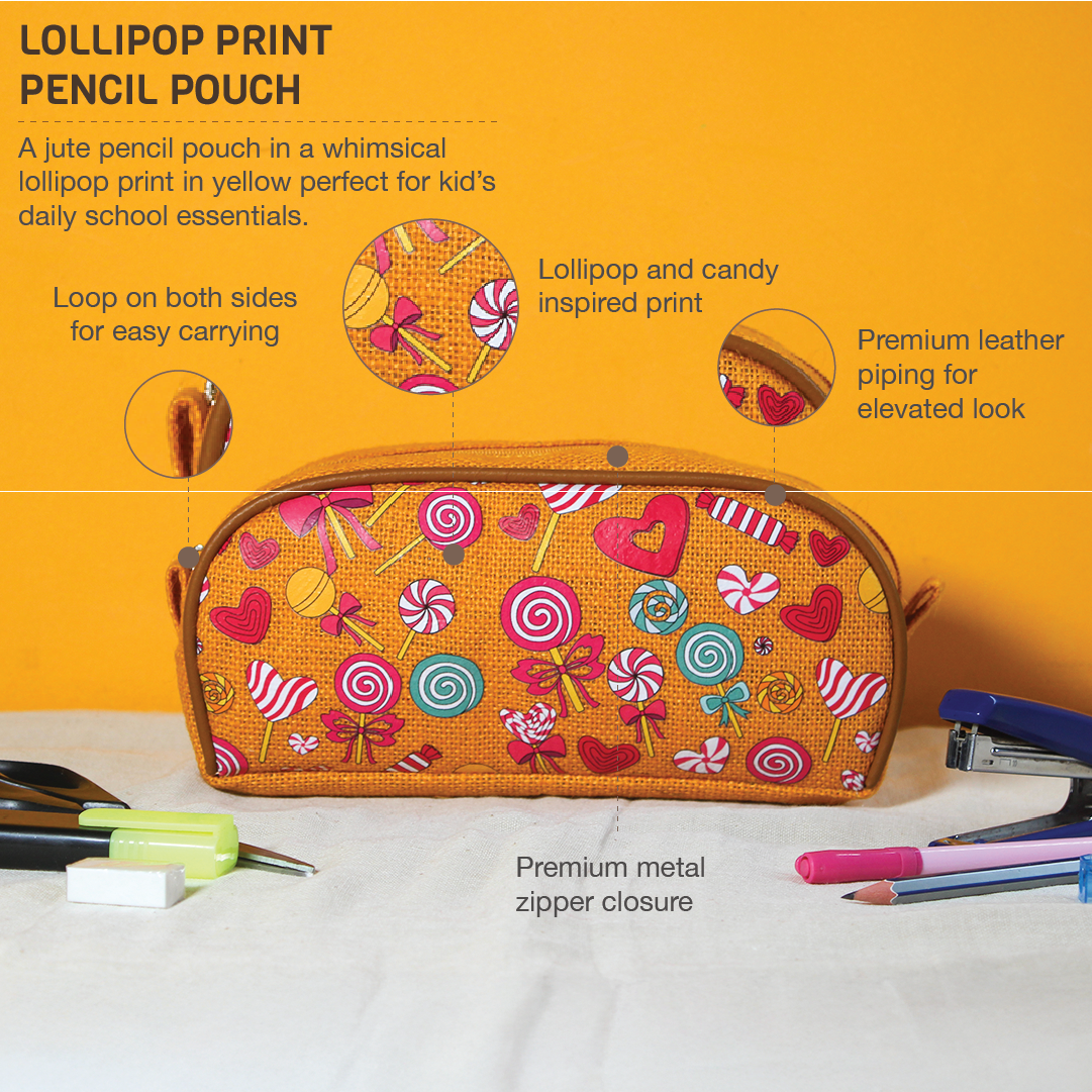 Lollipop print Jute Kid's Pencil pouch