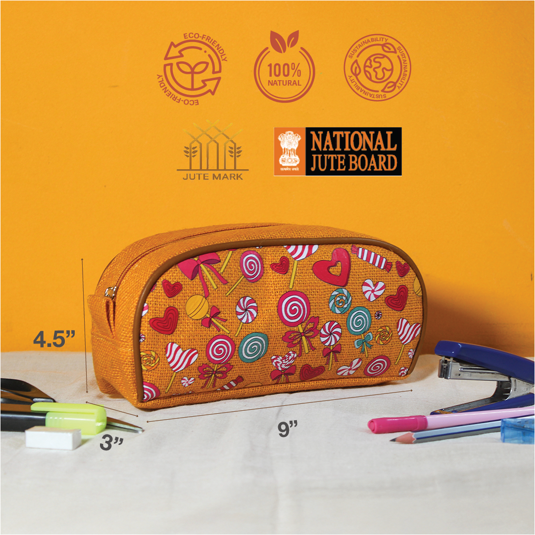 Lollipop print Jute Kid's Pencil pouch