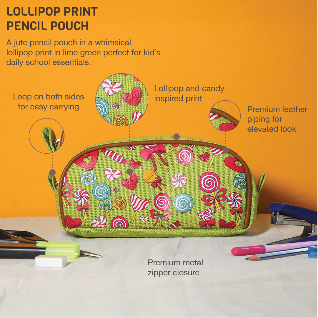 Lollipop print Jute Kid's Pencil pouch