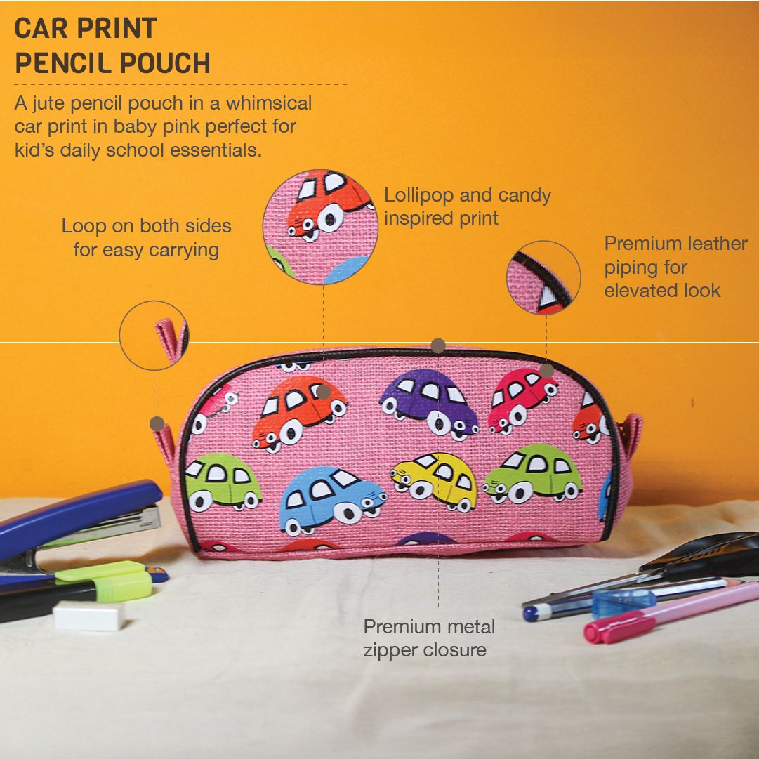 Car print Jute Kid's Pencil pouch