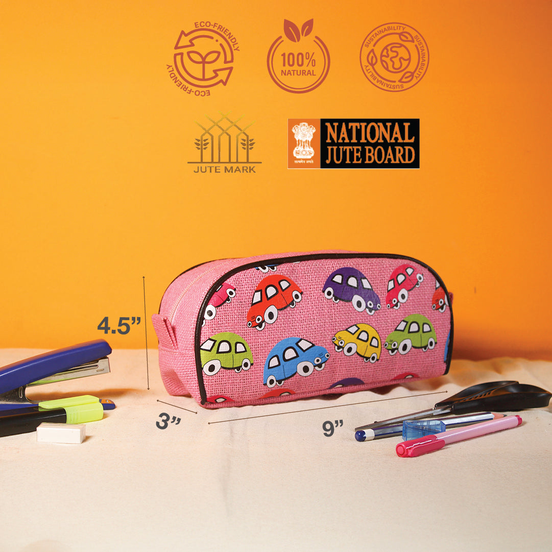 Car print Jute Kid's Pencil pouch
