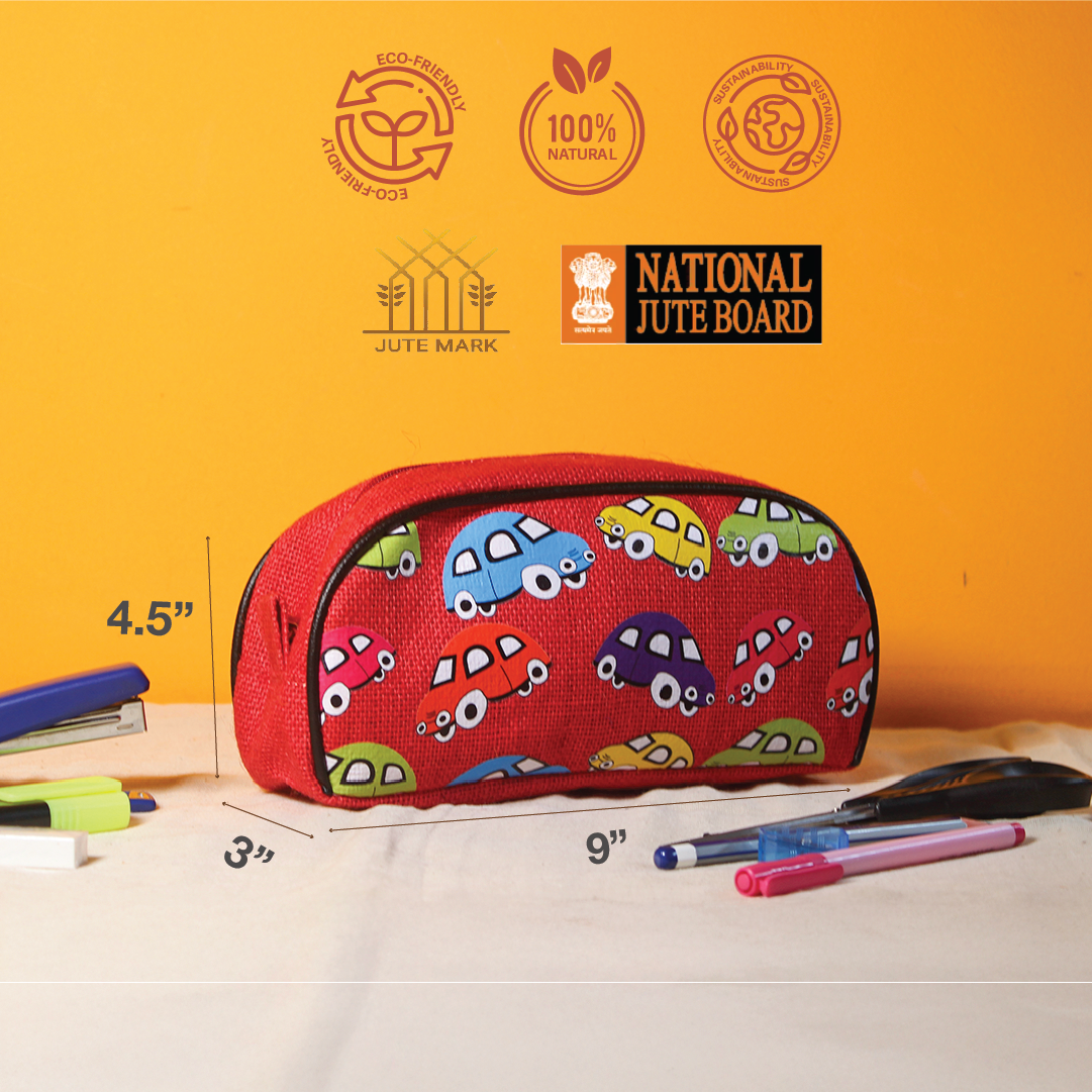 Car print Jute Kid's Pencil pouch