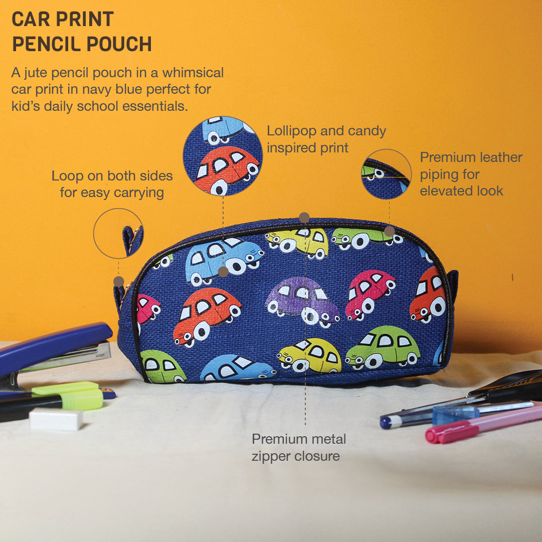Car print Jute Kid's Pencil pouch