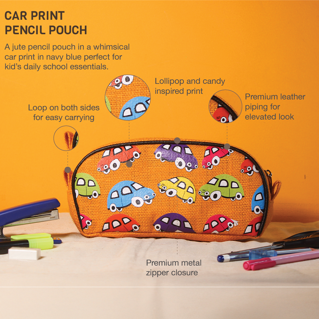 Car print Jute Kid's Pencil pouch