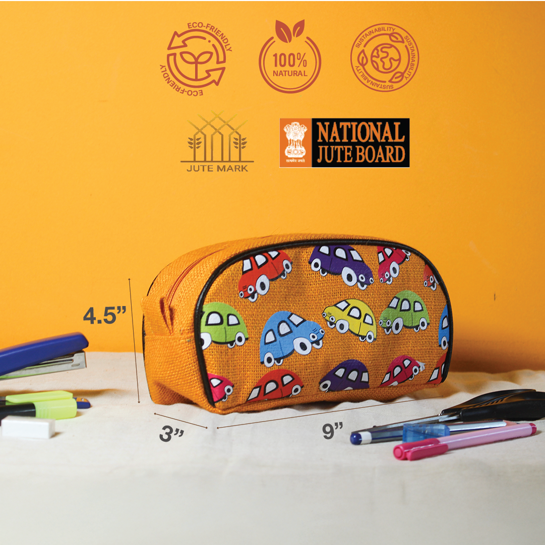 Car print Jute Kid's Pencil pouch