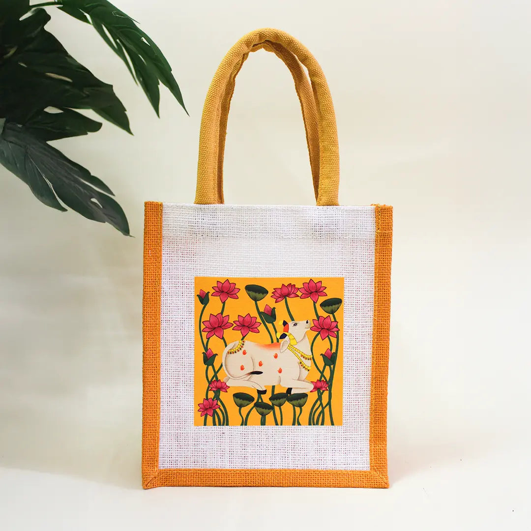 Pichwai Jute Gift Bag(Pack of 4)