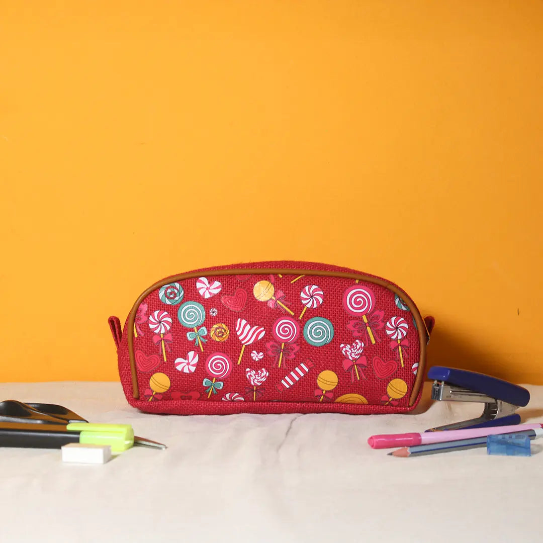 Lollipop print Jute Kid's Pencil pouch