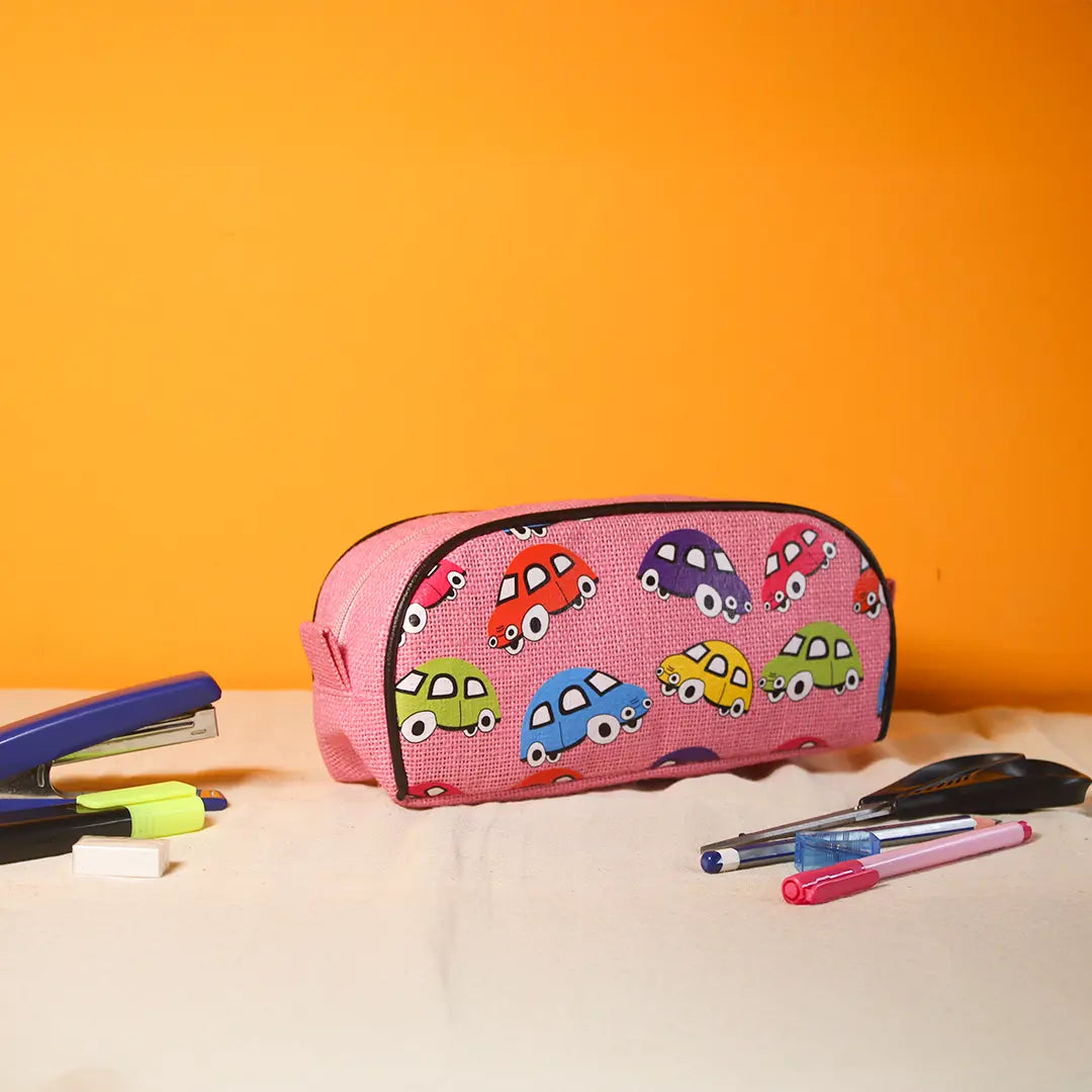 Car print Jute Kid's Pencil pouch