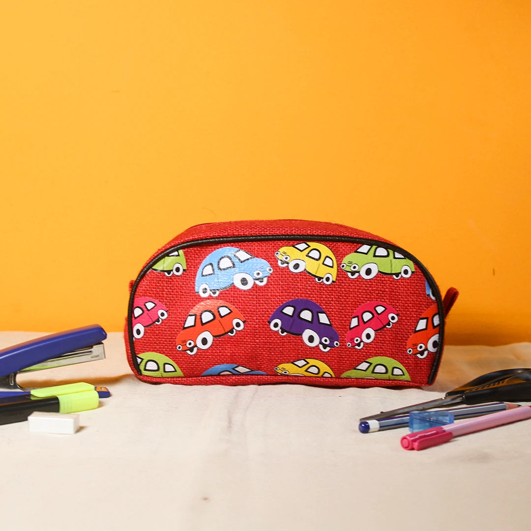 Car print Jute Kid's Pencil pouch
