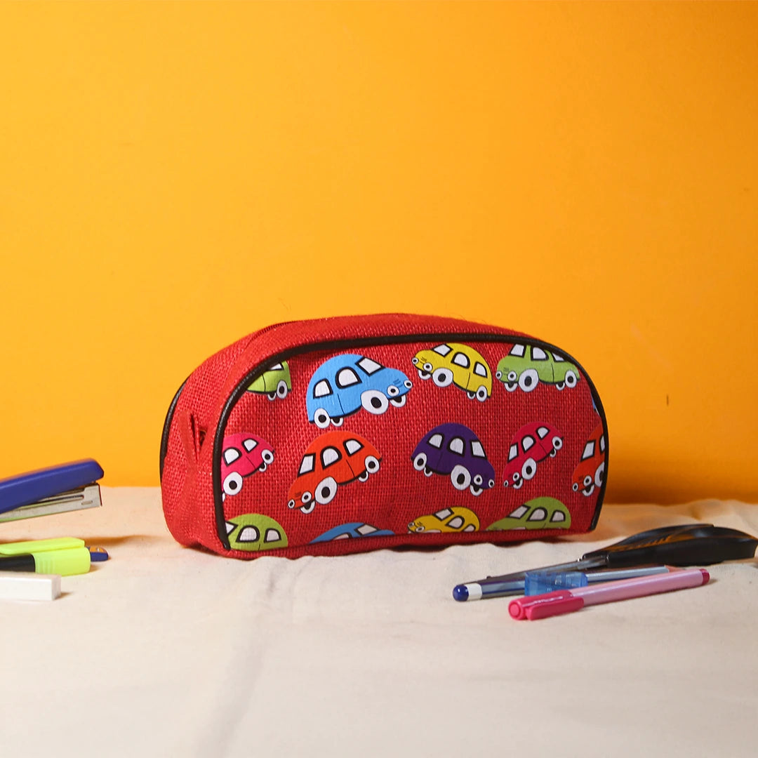 Car print Jute Kid's Pencil pouch