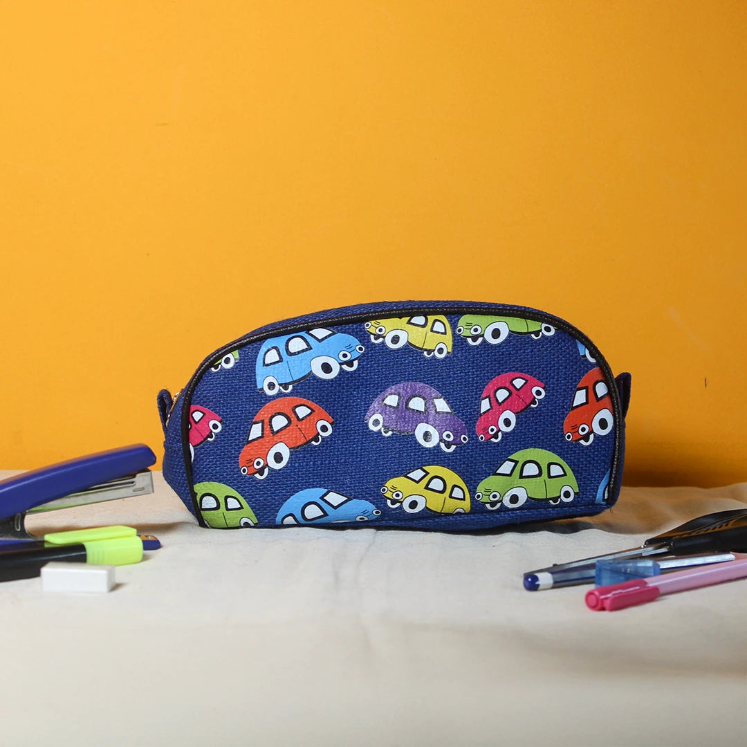 Car print Jute Kid's Pencil pouch
