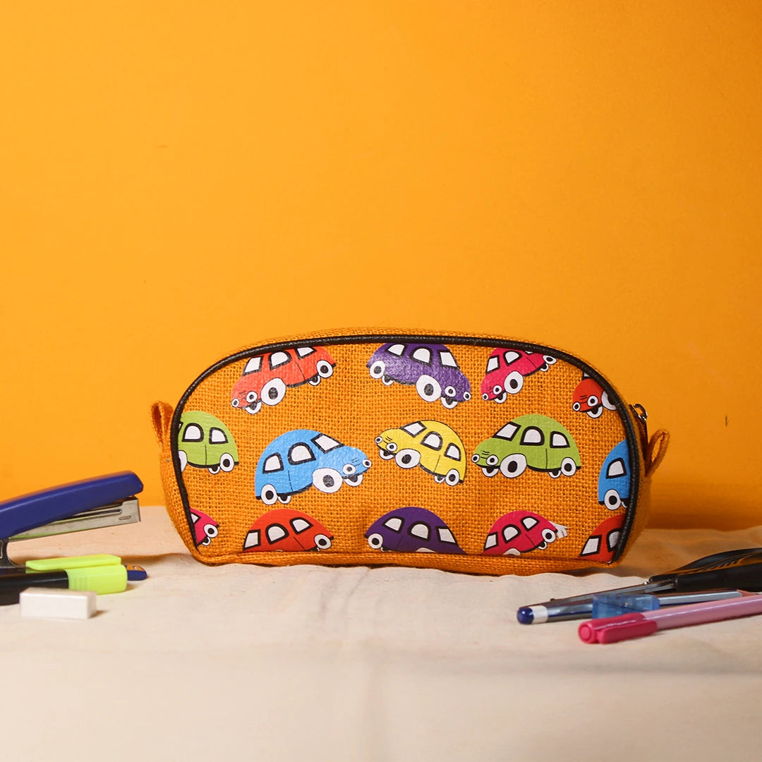 Car print Jute Kid's Pencil pouch