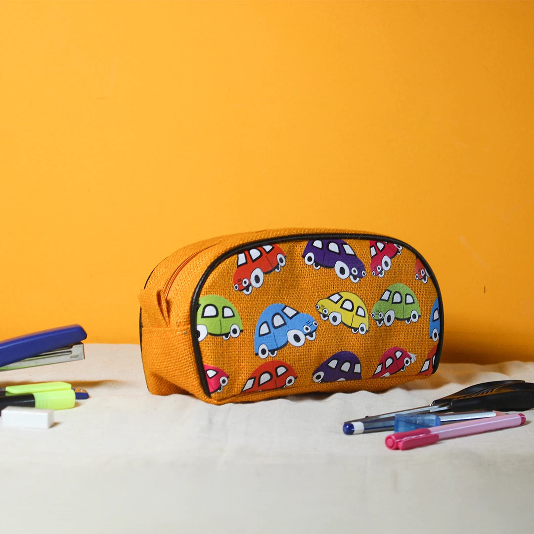 Car print Jute Kid's Pencil pouch