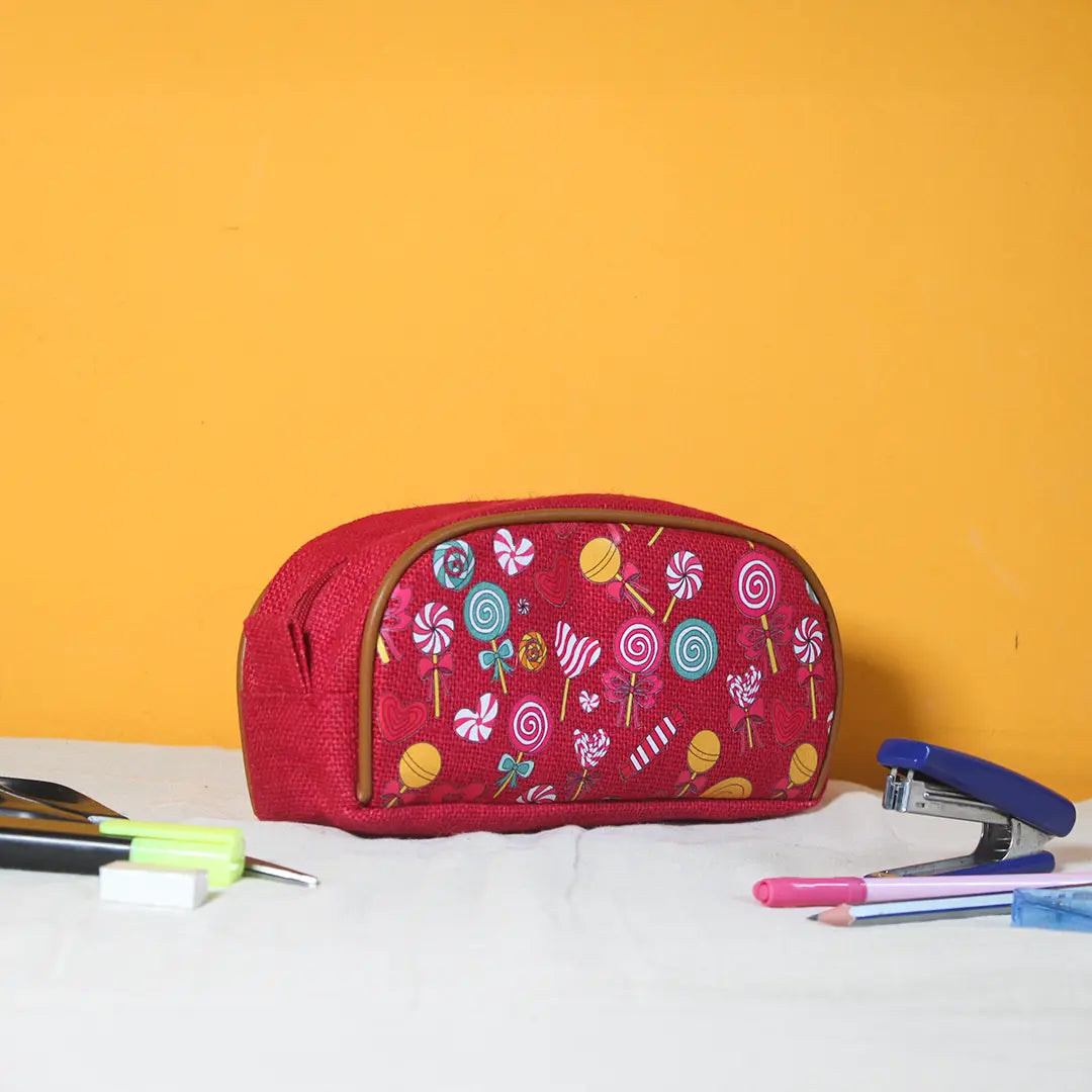 Lollipop print Jute Kid's Pencil pouch