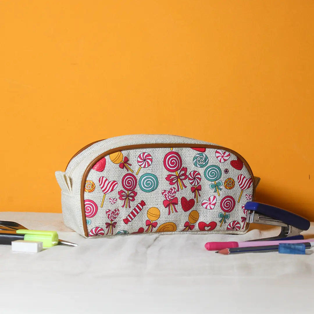 Lollipop print Jute Kid's Pencil pouch
