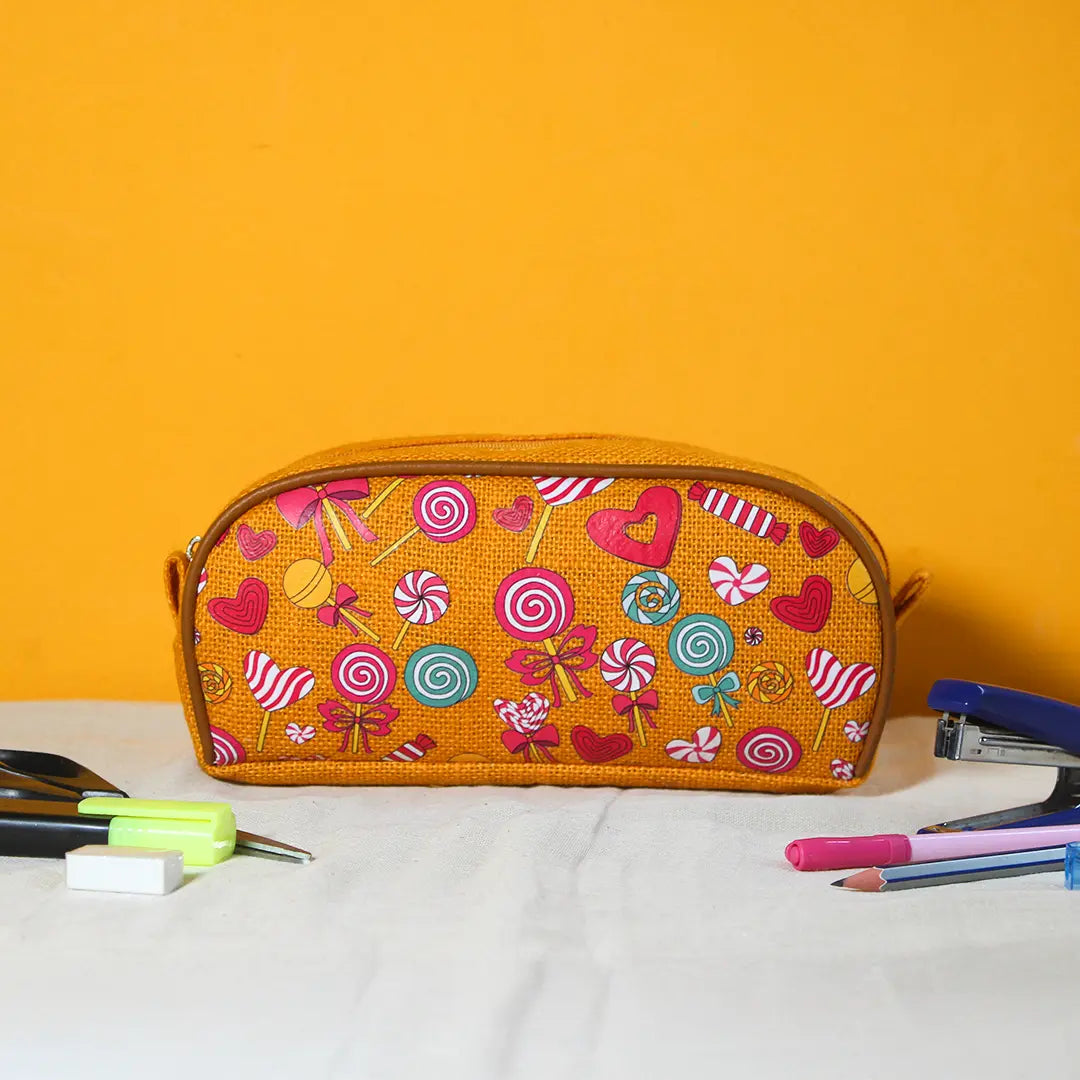 Lollipop print Jute Kid's Pencil pouch