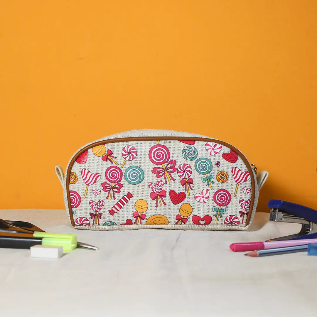Lollipop print Jute Kid's Pencil pouch