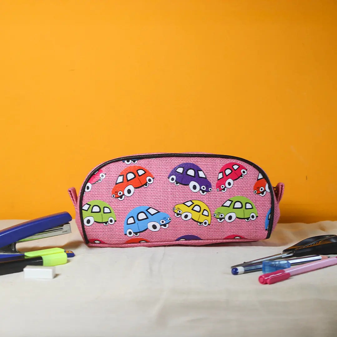 Car print Jute Kid's Pencil pouch