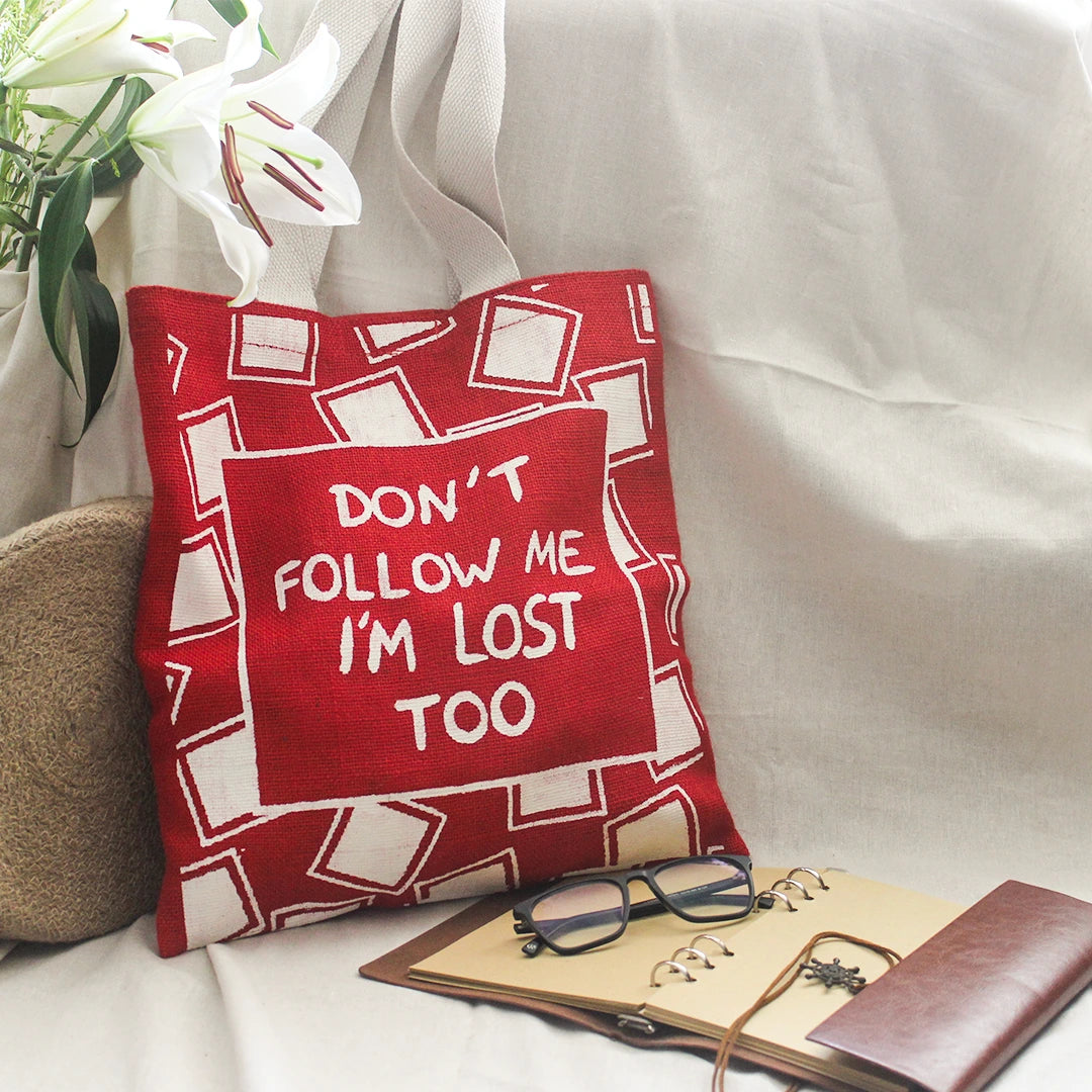 Wander Mood Jute Tote bag