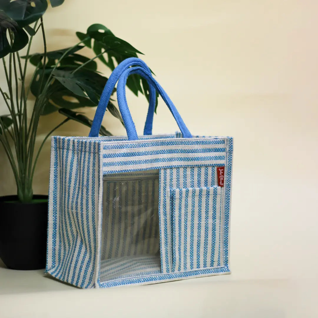Striped Half-Transparent Zipper Lunch bag
