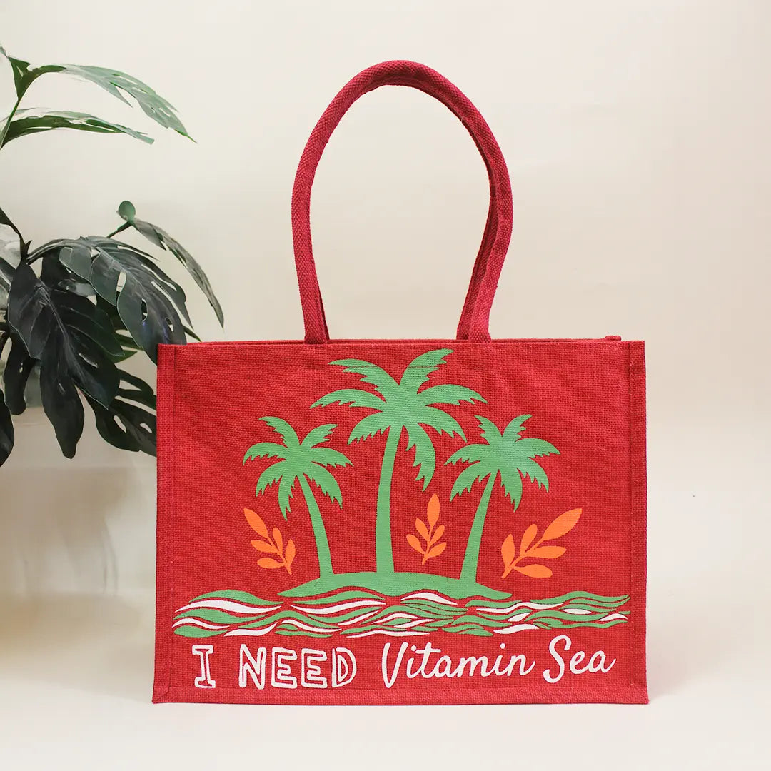I Need Vitamin Sea Jute Beach Bag