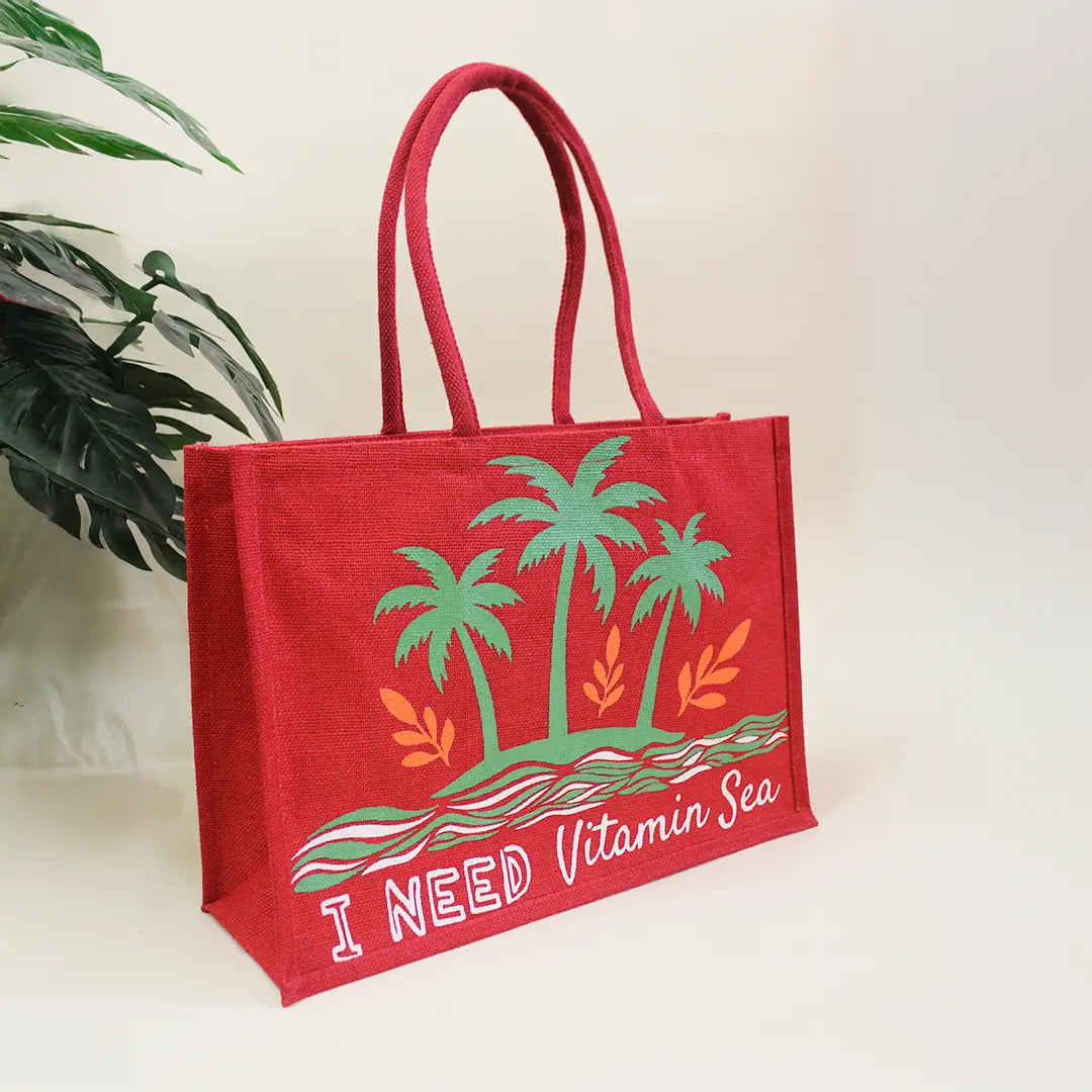 I Need Vitamin Sea Jute Beach Bag
