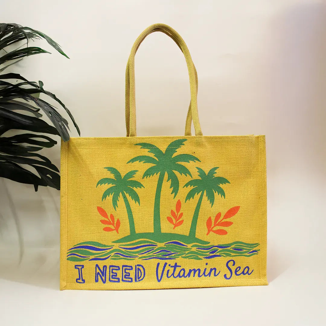 I Need Vitamin Sea Jute Beach Bag