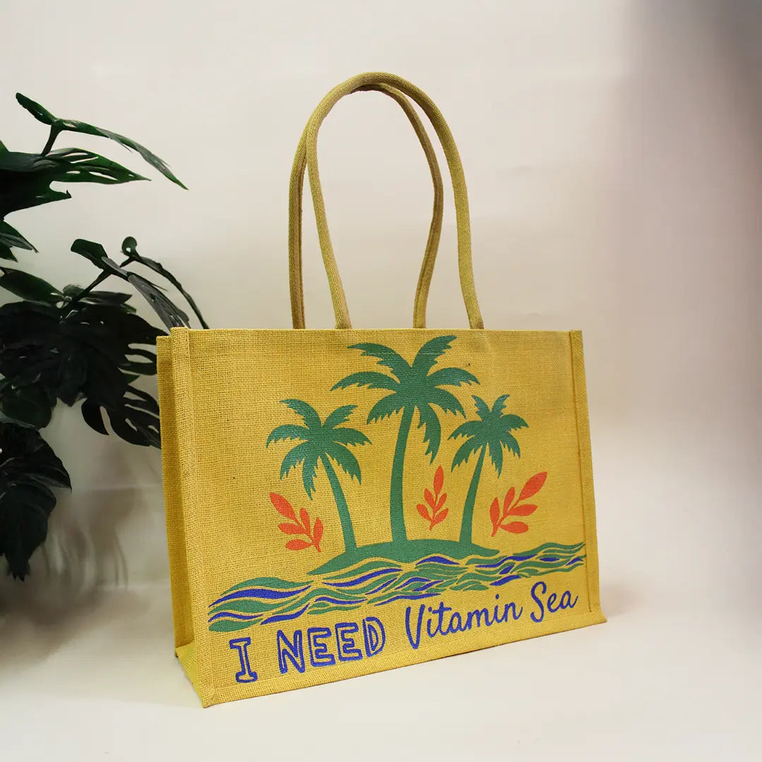 I Need Vitamin Sea Jute Beach Bag