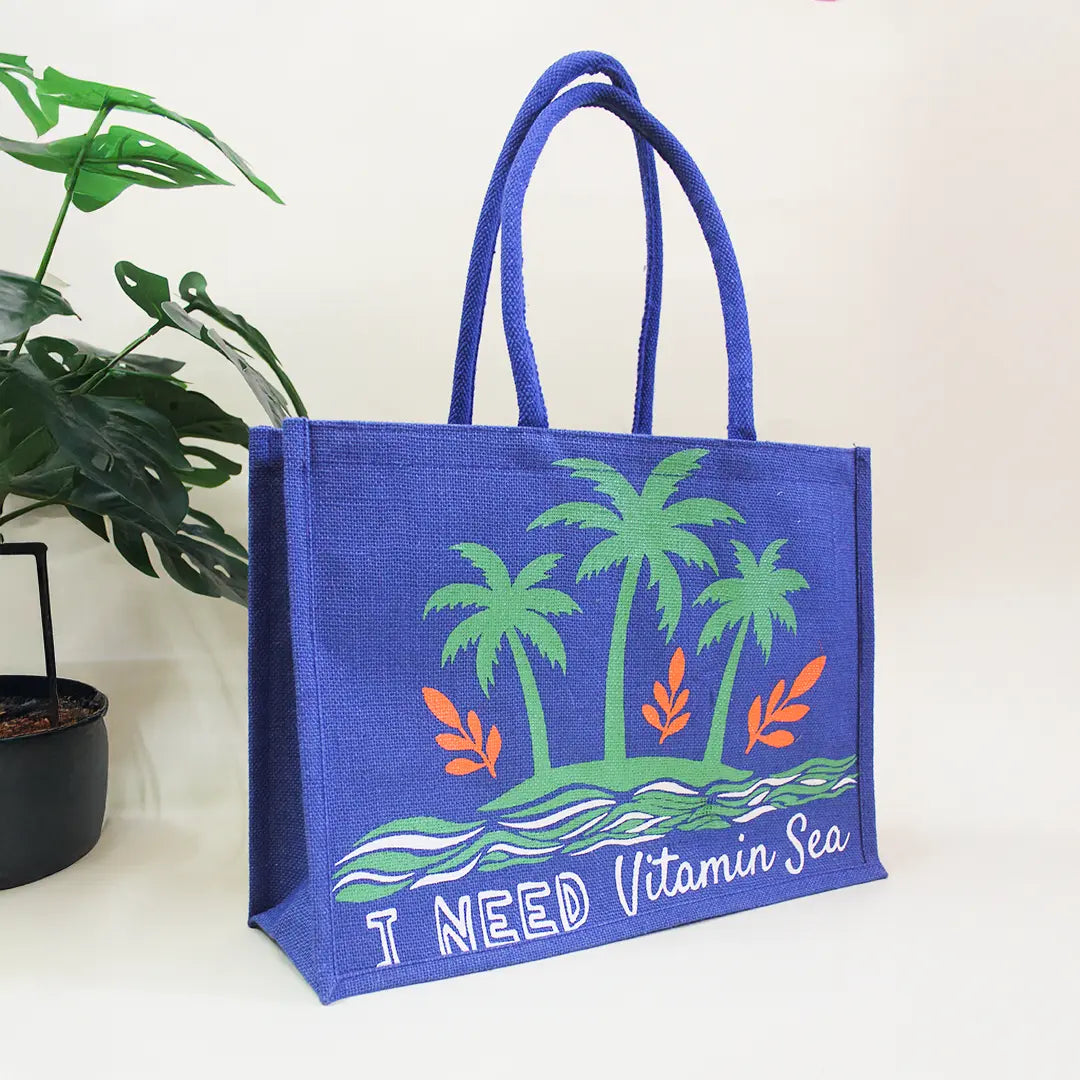 I Need Vitamin Sea Jute Beach Bag