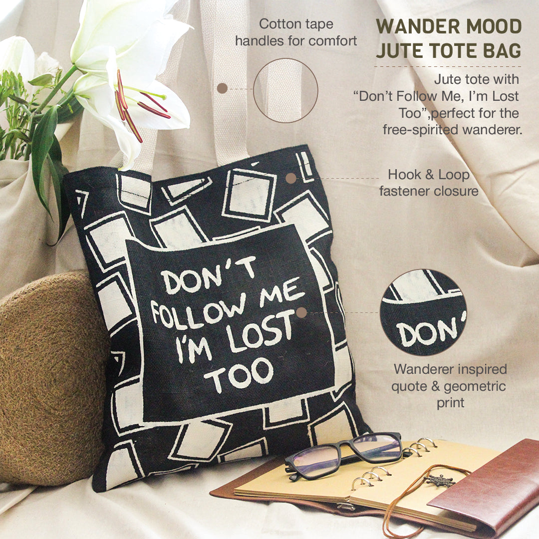 Wander Mood Jute Tote bag