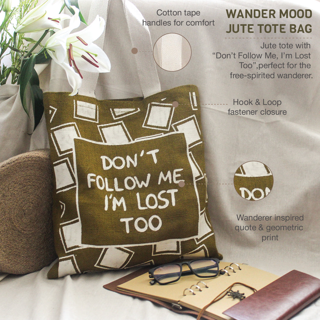 Wander Mood Jute Tote bag