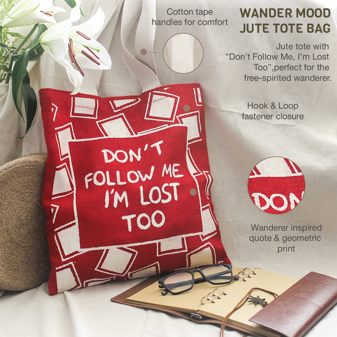 Wander Mood Jute Tote bag
