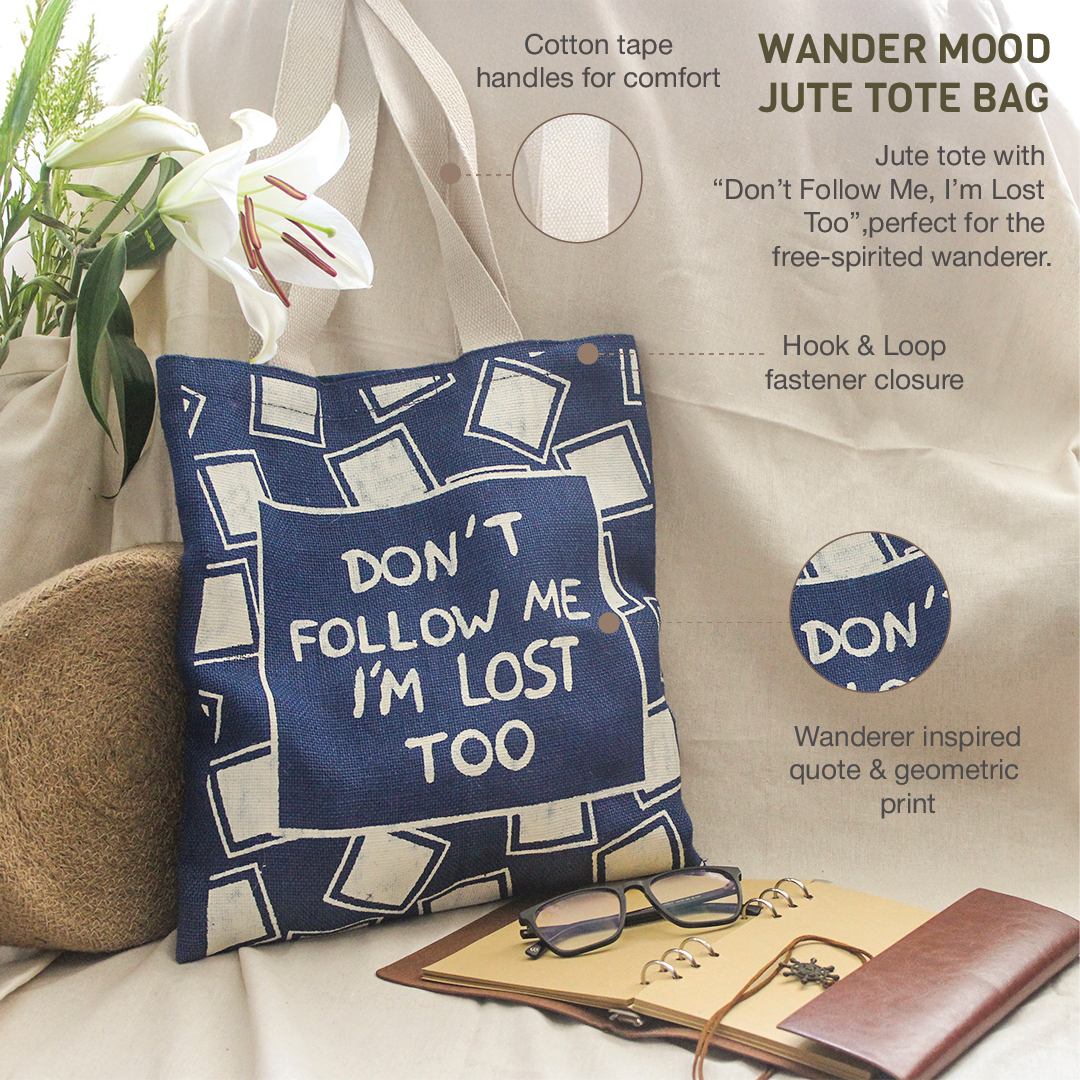 Wander Mood Jute Tote bag