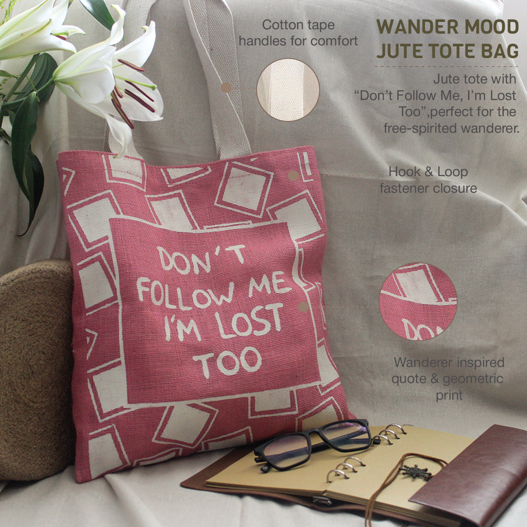 Wander Mood Jute Tote bag