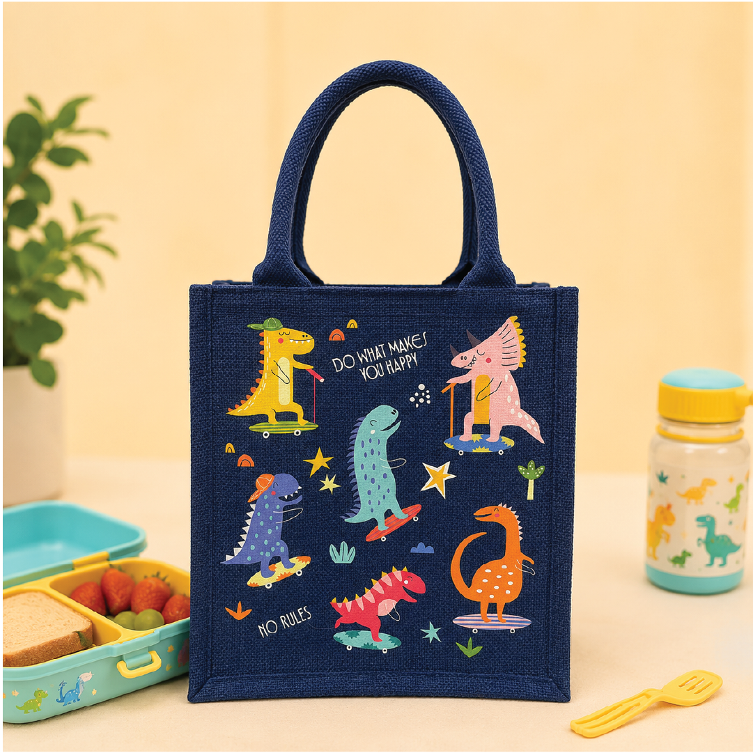 Dinosaur Jute Lunch Bag