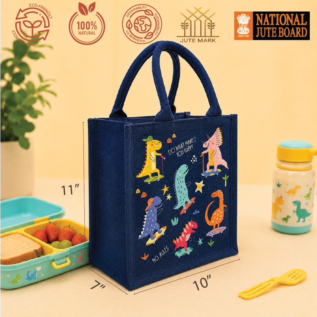 Dinosaur Jute Lunch Bag