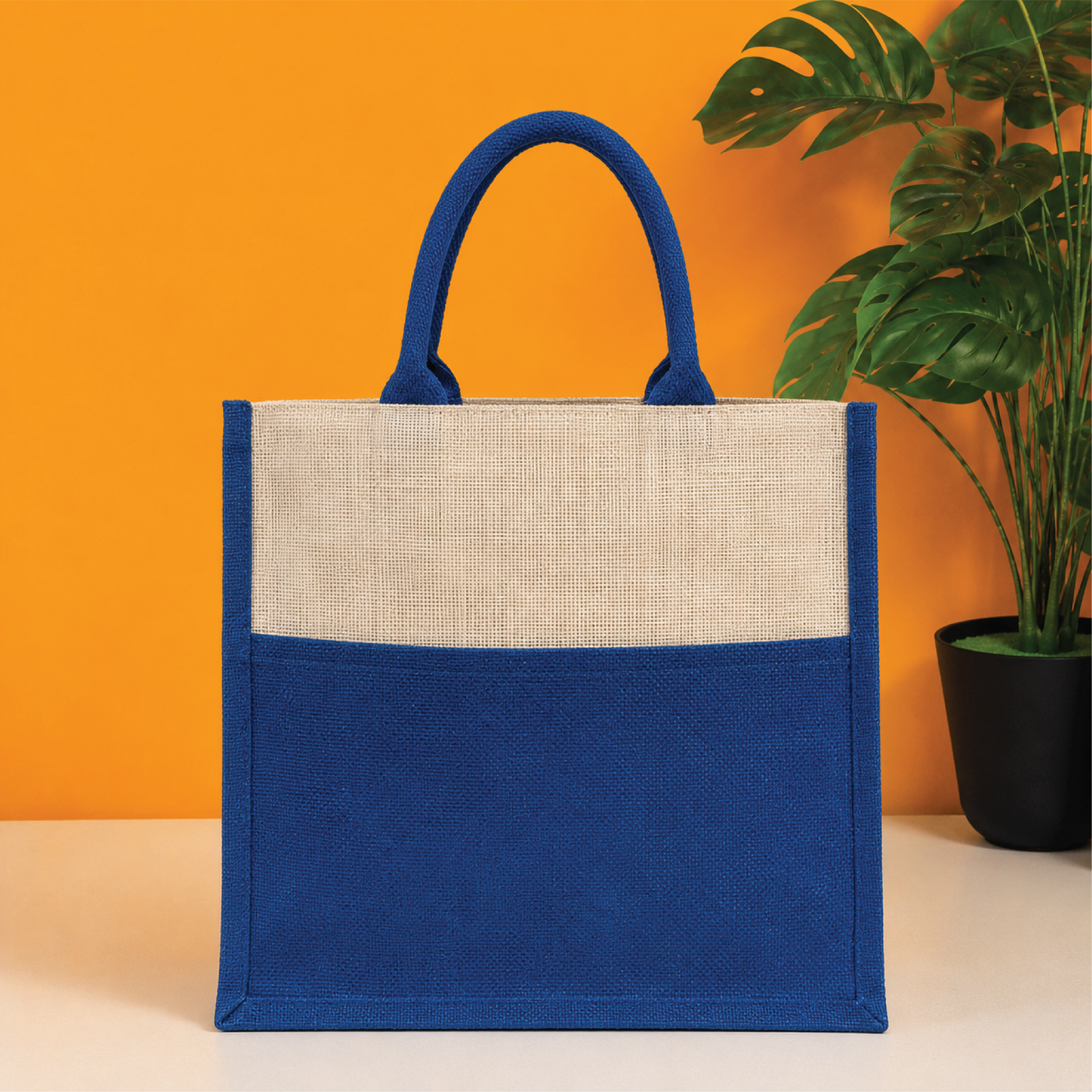 Floral Peacock Jute Shopping Bag