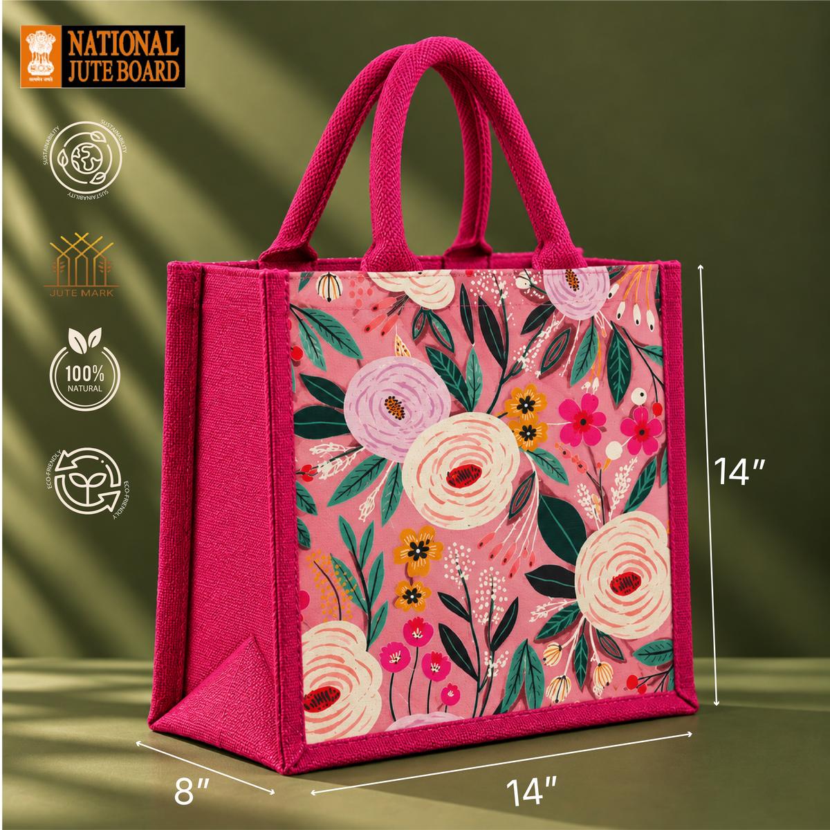 Wildflower Jute Shopping Bag
